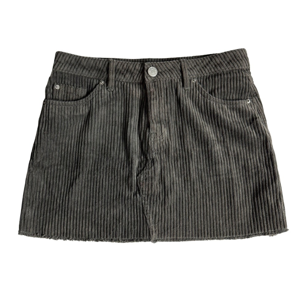Urban Outfitters BDG Grey Corduroy Y2K Mini Skirt Raw Hem Womens Small‎
